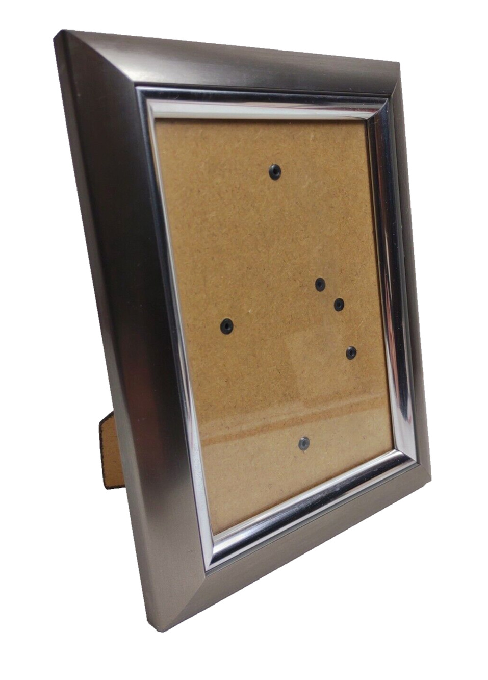 Silver Toned Beveled Chrome Picture Frame 5x7 Photo Frame w Stand or Hang